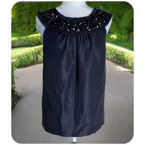 Kate Spade New York 100% Silk Beaded Sleeveless Top in Black Women's Size S